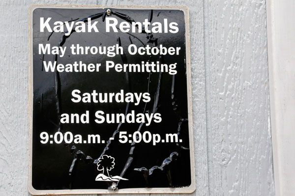 Kayak rental sign